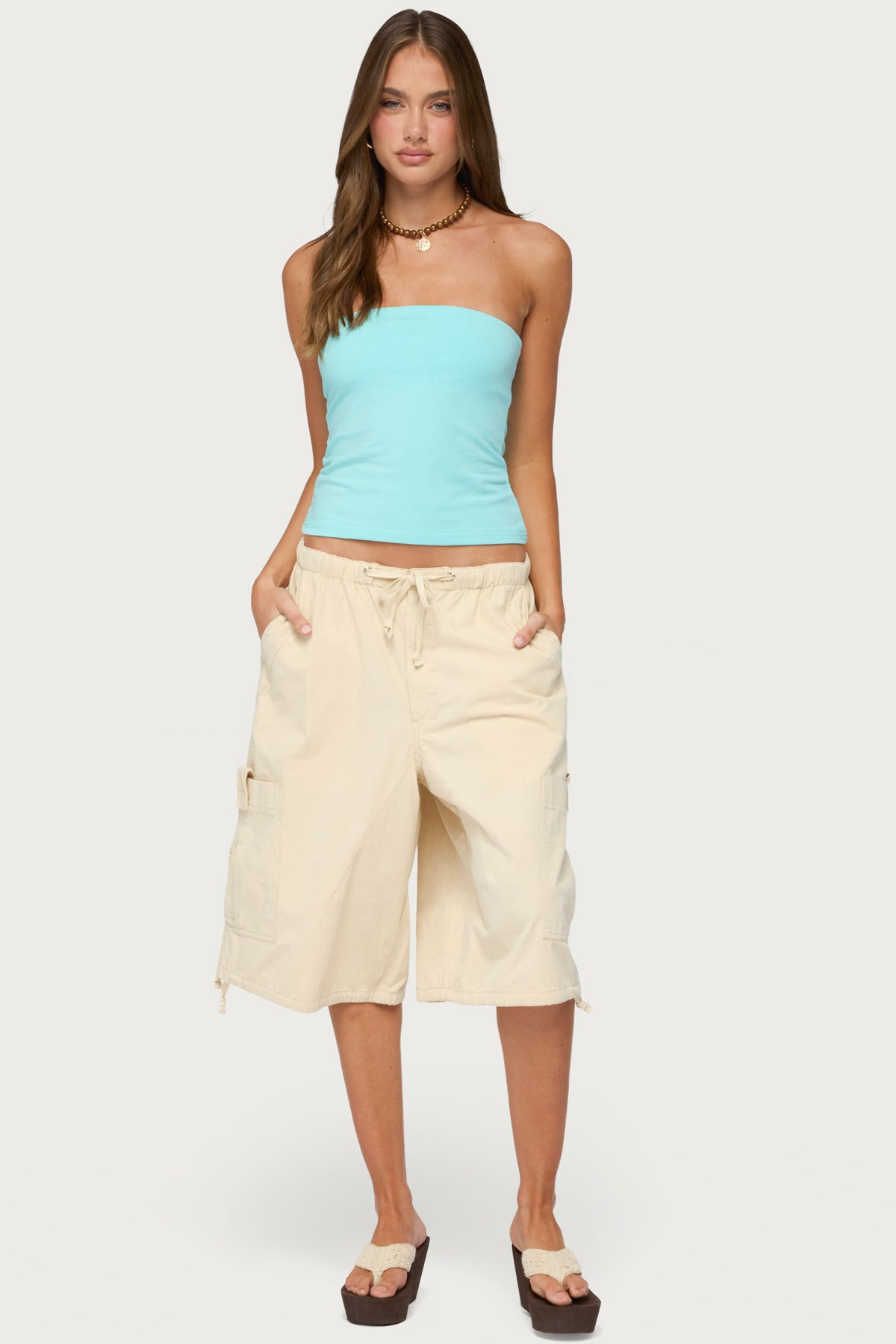 Azul Oversized Cargo Bermuda Shorts