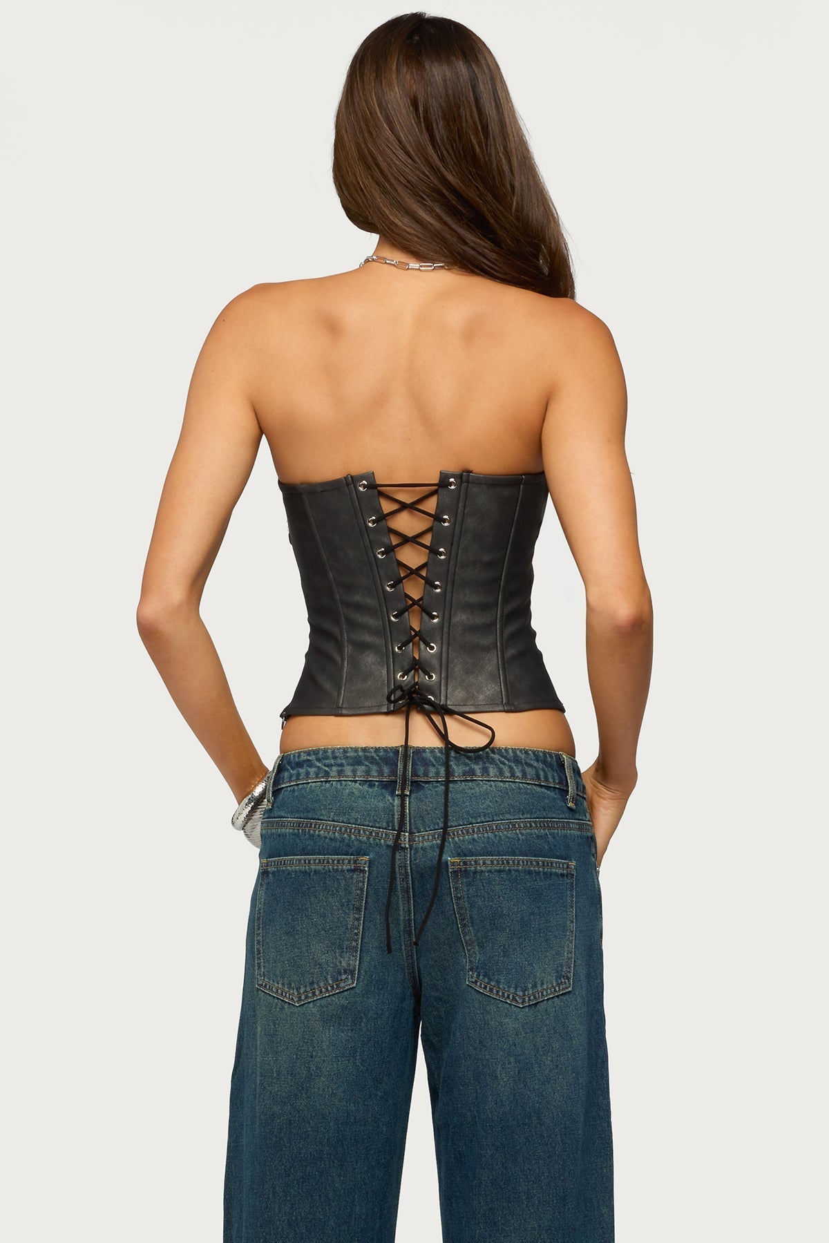 Izara Studded Faux Leather Corset