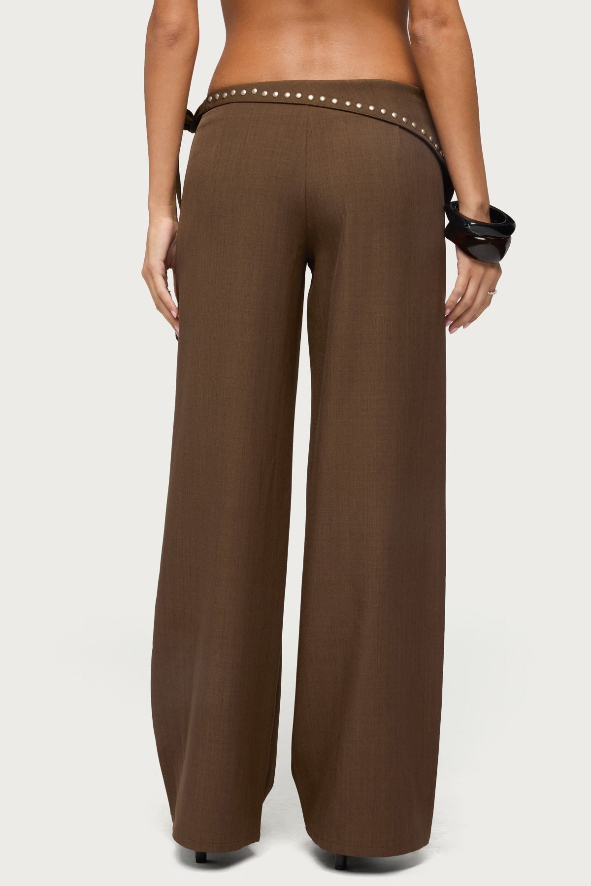 Avery Studded Foldover Straight Leg Trousers