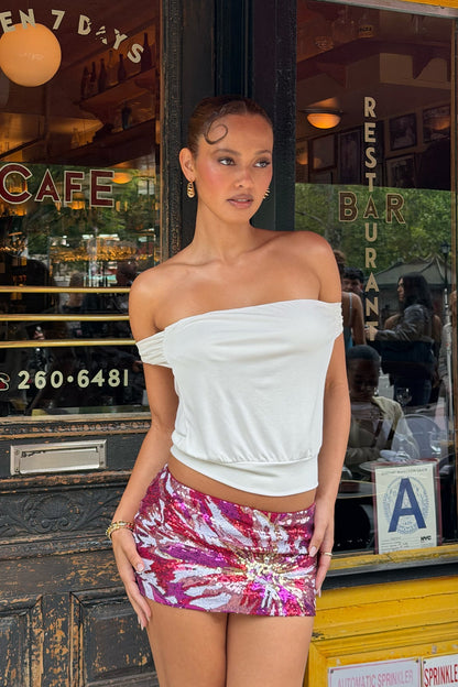 Glorya Flower Sequin Mini Skort