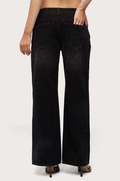Petite Raelynn Washed Low Rise Baggy Jeans