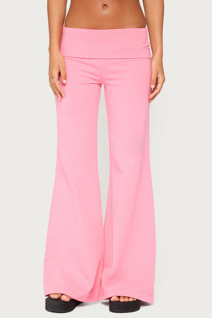 Wide Leg Foldover Trousers