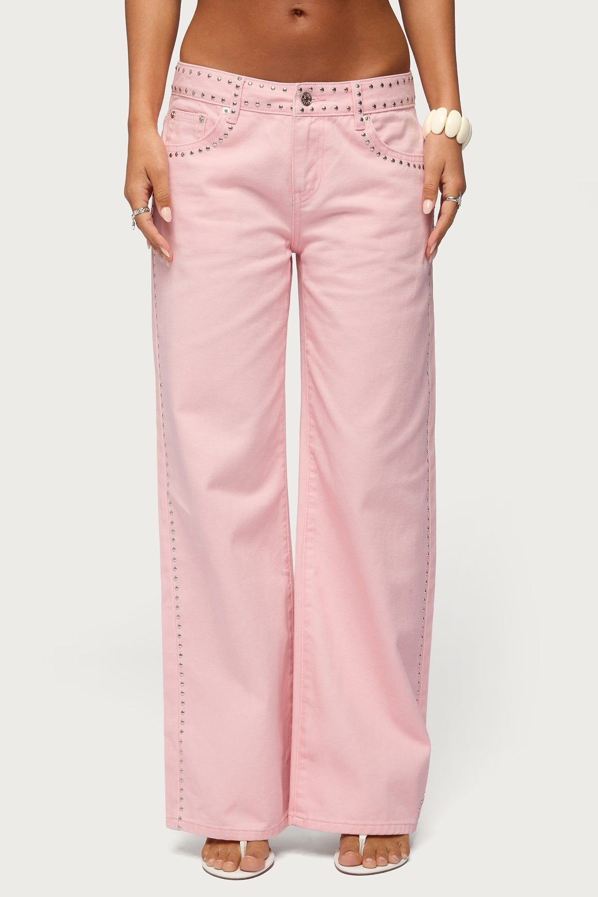 Quincy Studded Low Rise Baggy Jeans