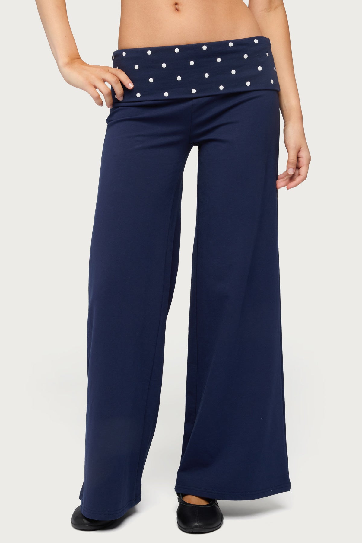 Petite Reeva Polka Dot Foldover Trousers
