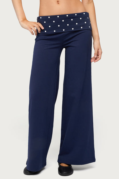 Petite Reeva Polka Dot Foldover Trousers
