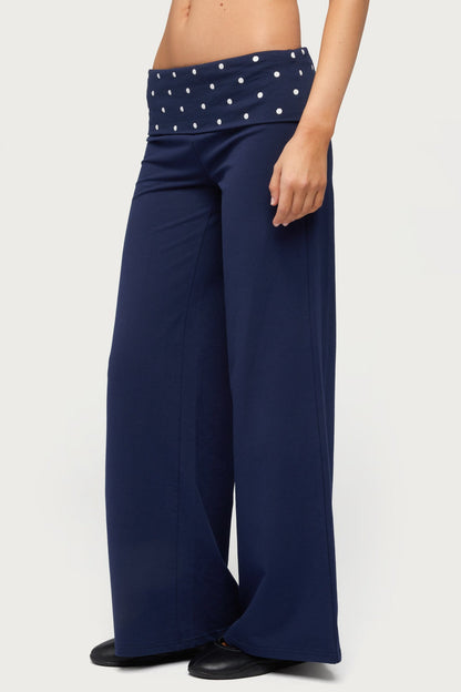 Petite Reeva Polka Dot Foldover Trousers