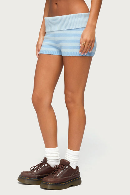 Saphi Striped Foldover Knit Shorts