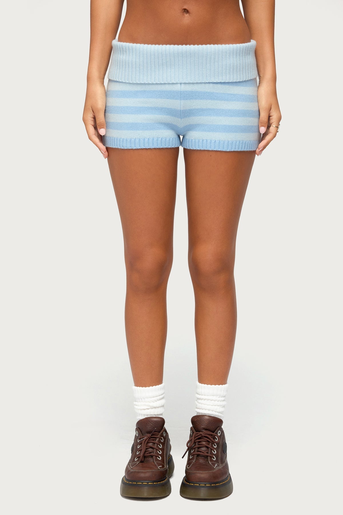 Saphi Striped Foldover Knit Shorts