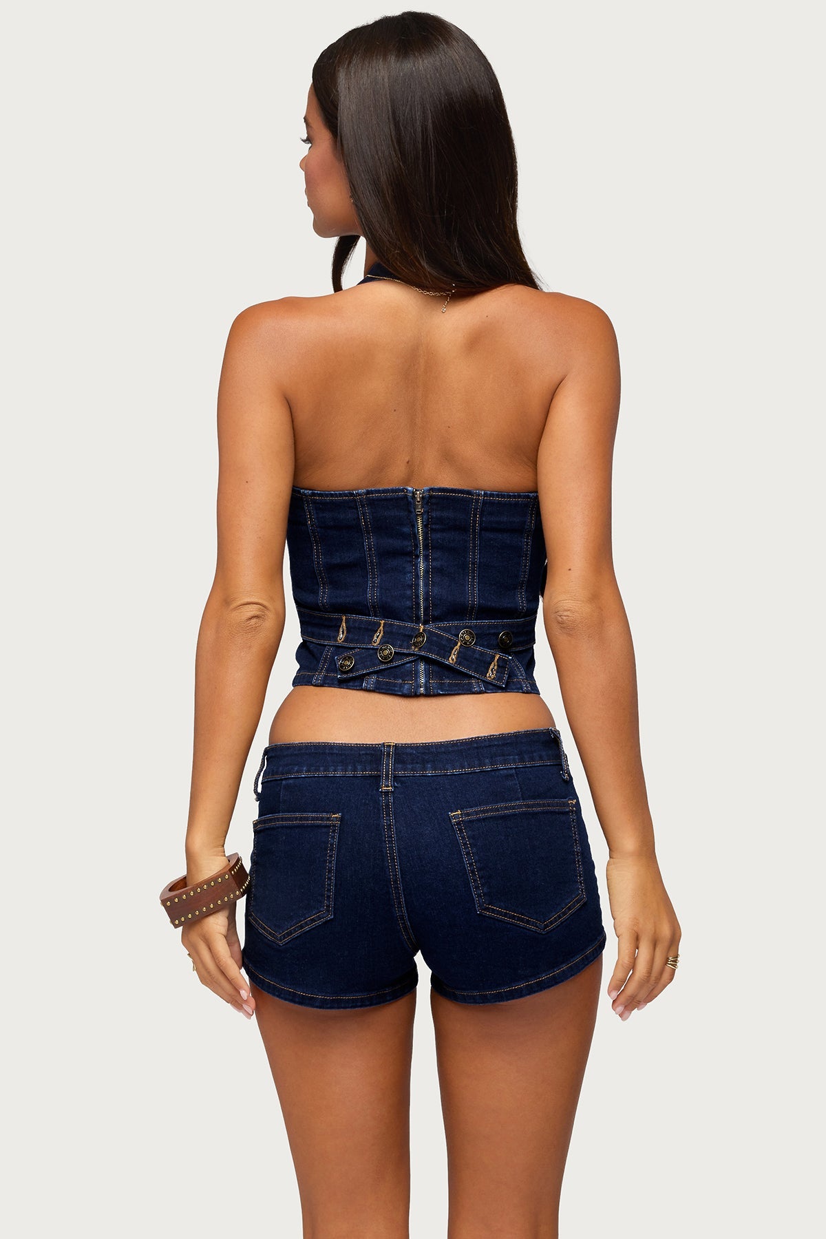 Alita Stretchy Denim Halter Top
