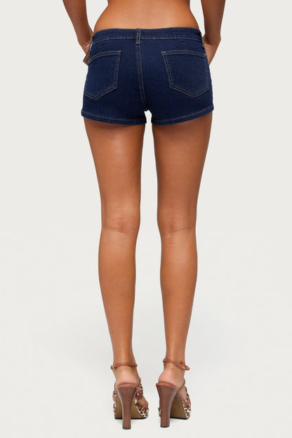 Alita Low Rise Denim Micro Shorts