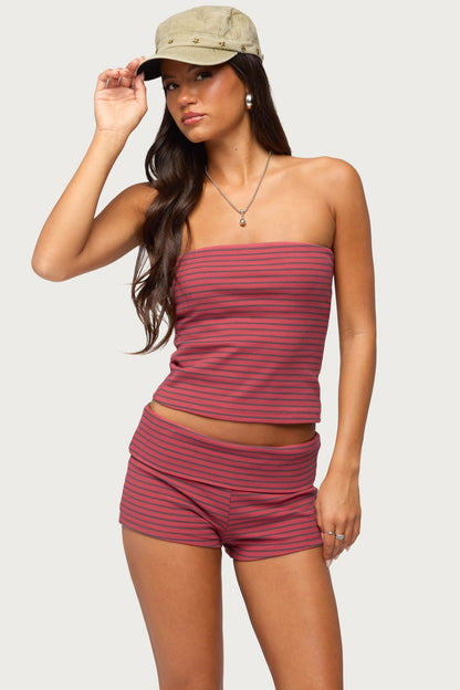 Monikah Striped Built In Bra Tube Top