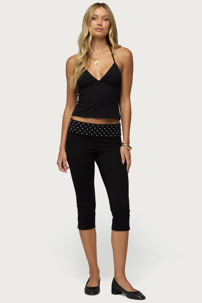Genni Polka Dot Foldover Capri Trousers