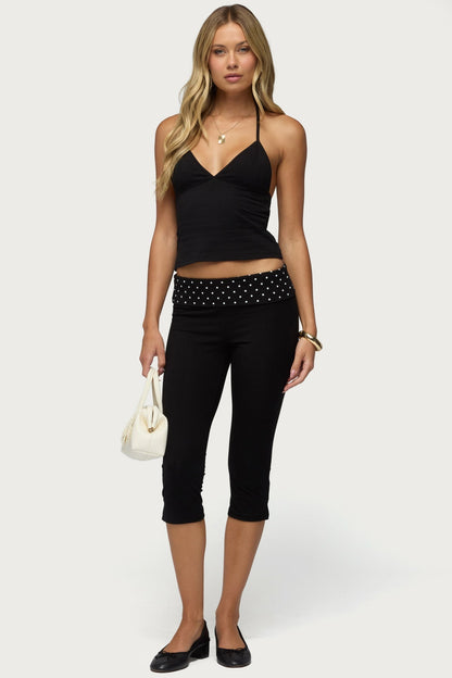 Genni Polka Dot Foldover Capri Trousers