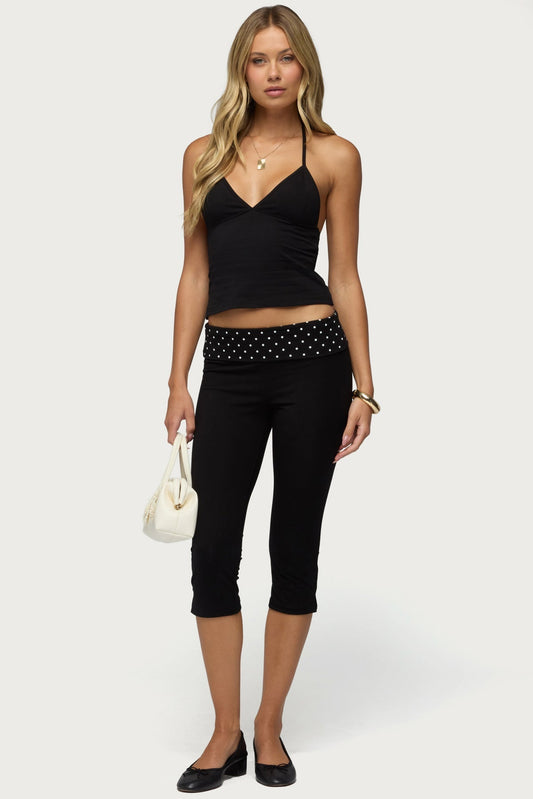 Genni Polka Dot Foldover Capri Trousers