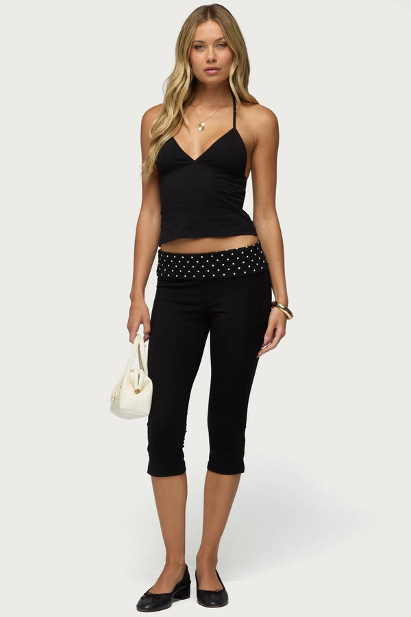 Genni Polka Dot Foldover Capri Trousers