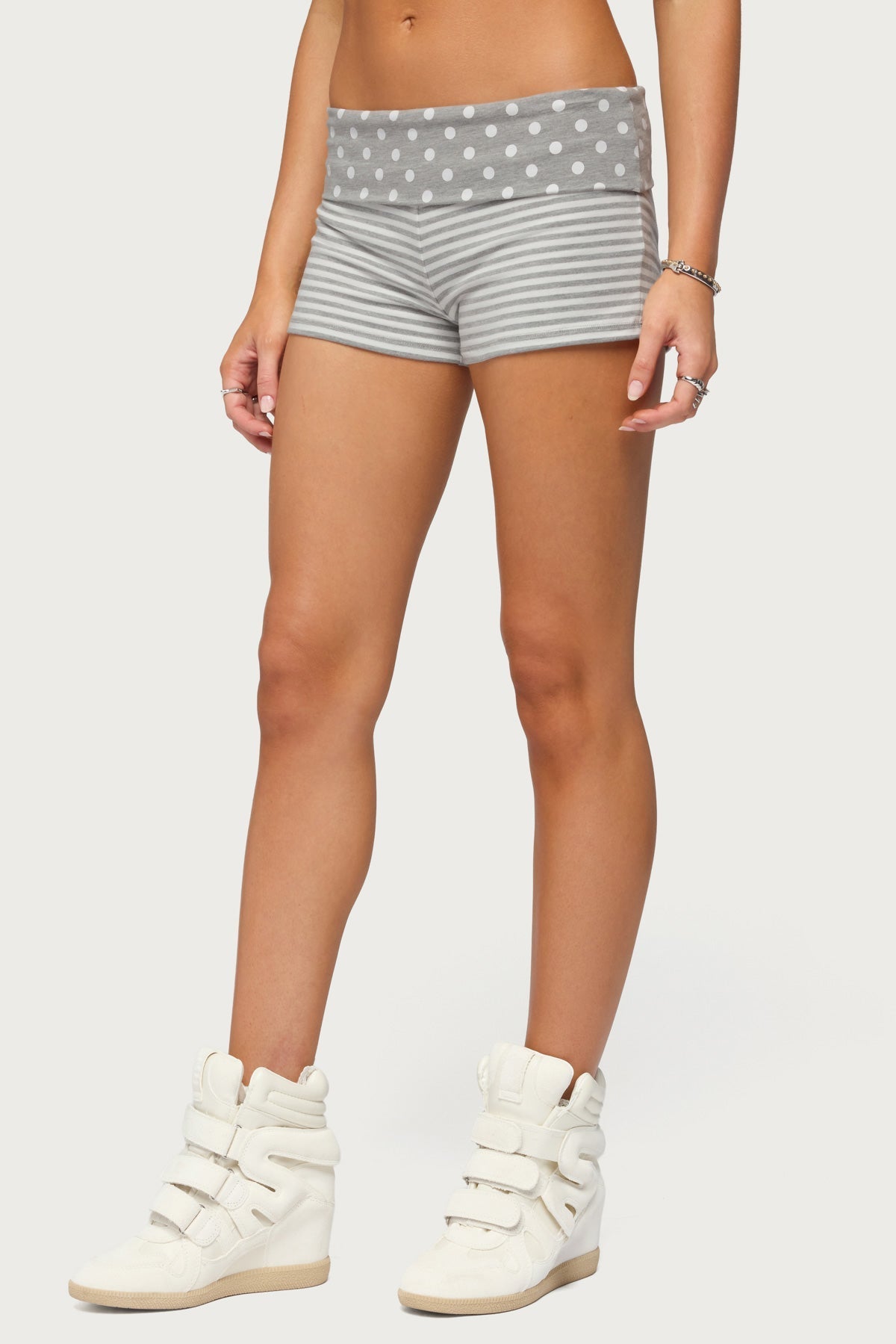 Presley Stripe & Polka Dot Foldover Shorts