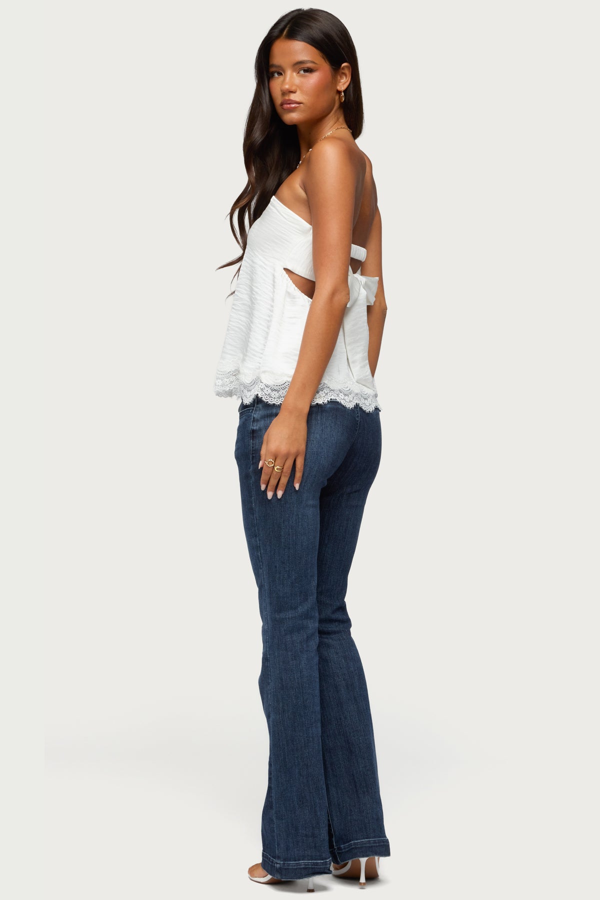 Netta Lacey Strapless Satin Effect Top