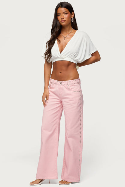 Quincy Studded Low Rise Baggy Jeans