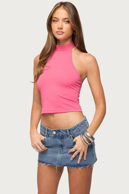 Ikara Backless High Neck Halter Top