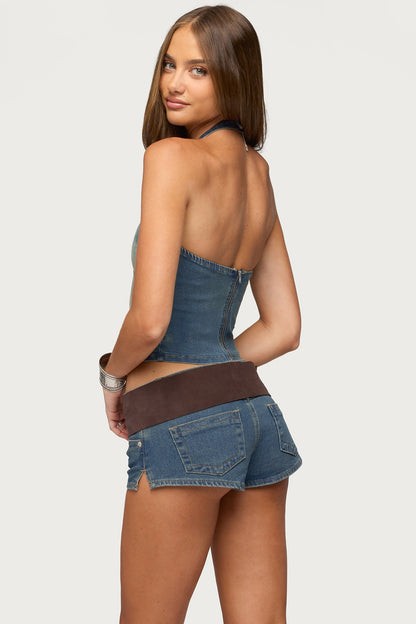 Cecie Denim Halter Top
