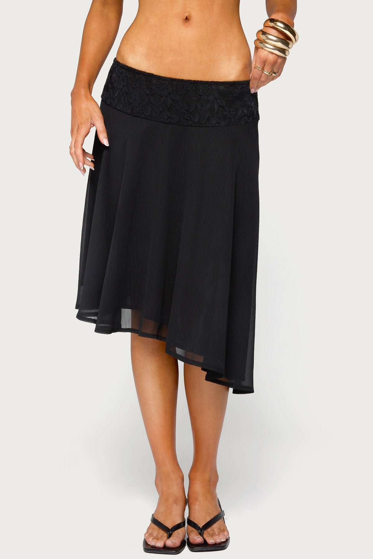 Evia Lacey Asymmetric Midi Skirt