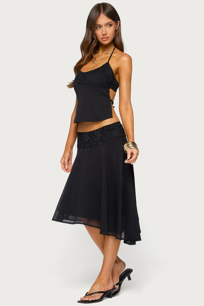 Evia Lacey Asymmetric Midi Skirt