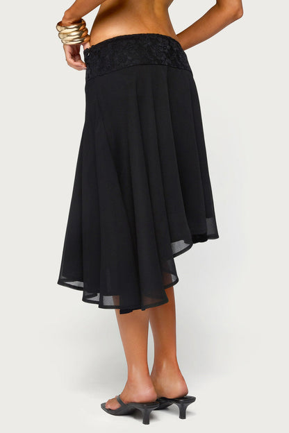 Evia Lacey Asymmetric Midi Skirt