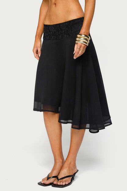 Evia Lacey Asymmetric Midi Skirt