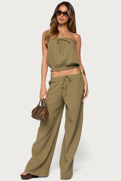 Viktoria Wide Leg Gauze Trousers