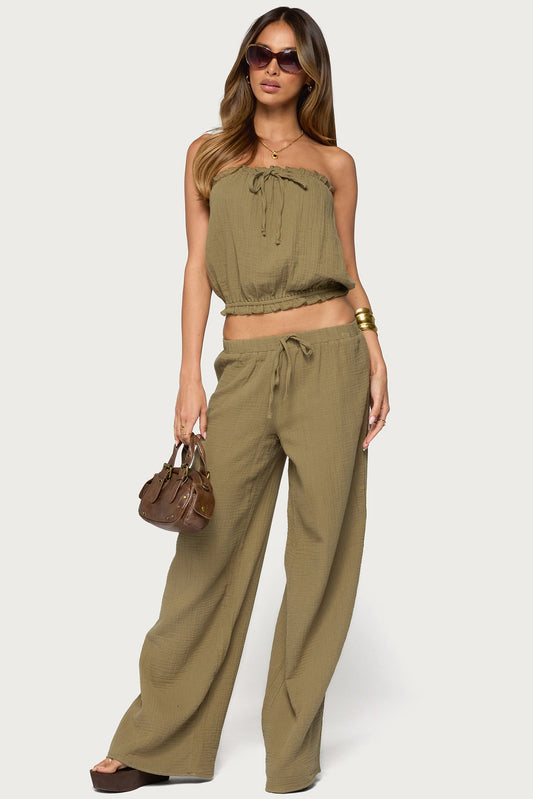 Viktoria Wide Leg Gauze Trousers