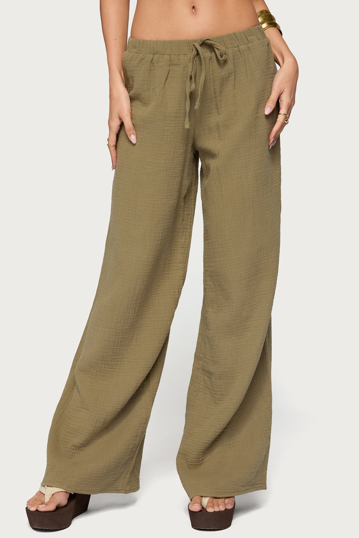 Viktoria Wide Leg Gauze Trousers