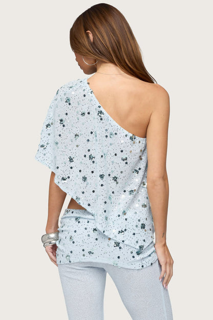 Zephyra Bead & Sequin One Shoulder Poncho