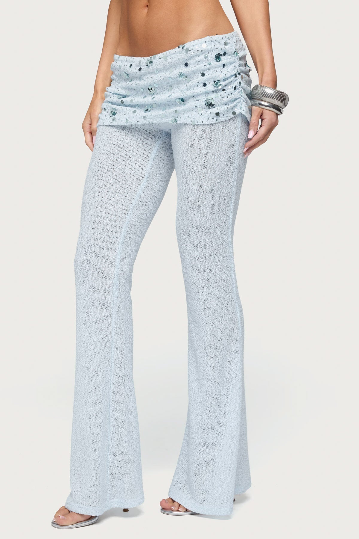 Zephyra Bead & Sequin Foldover Trousers