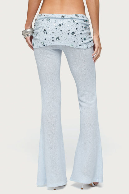 Zephyra Bead & Sequin Foldover Trousers