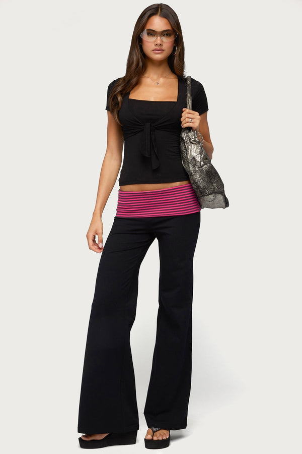 Maci Striped Foldover Trousers