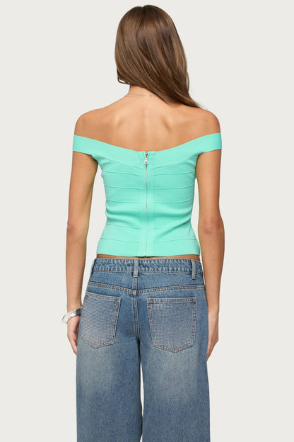 Niva Off Shoulder Bandage Knit Top