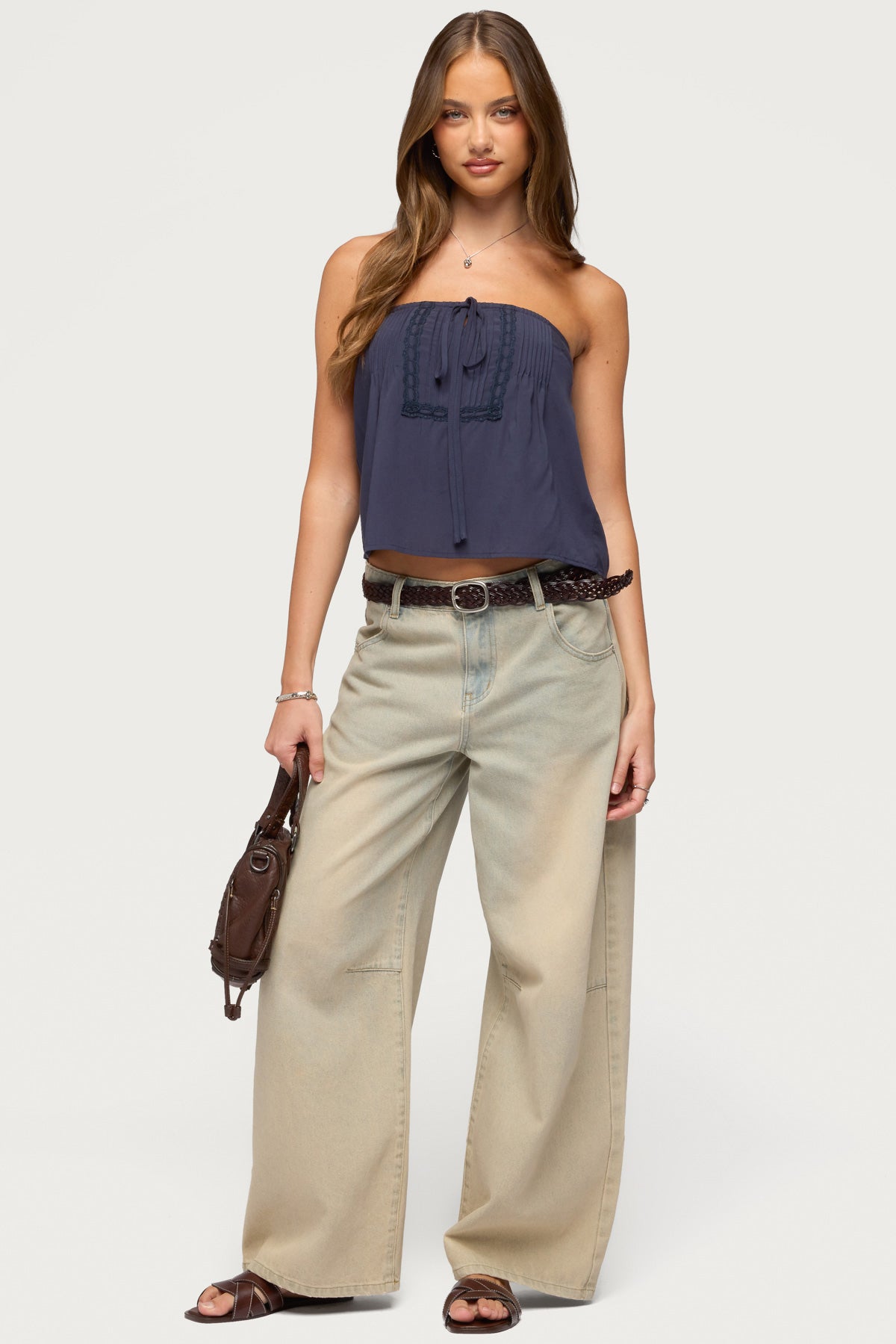 Joycee Tie Front Strapless Top