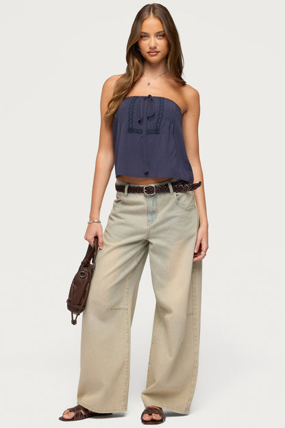 Joycee Tie Front Strapless Top