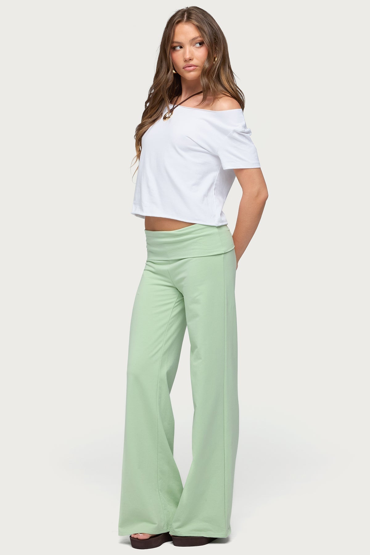 Cammy Wide Leg Foldover Trousers