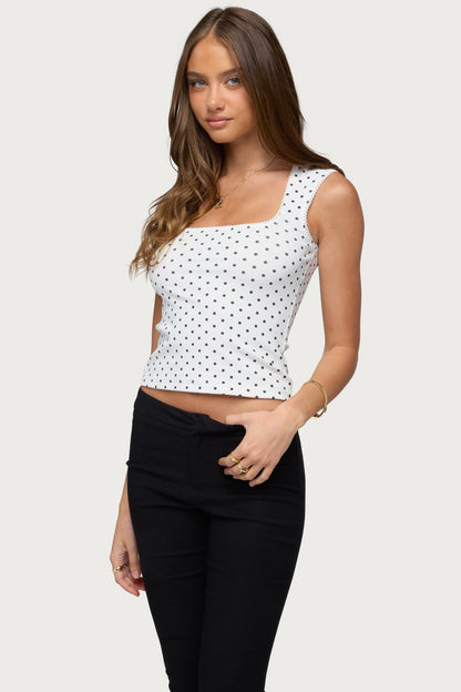 Beena Polka Dot Square Neck Top