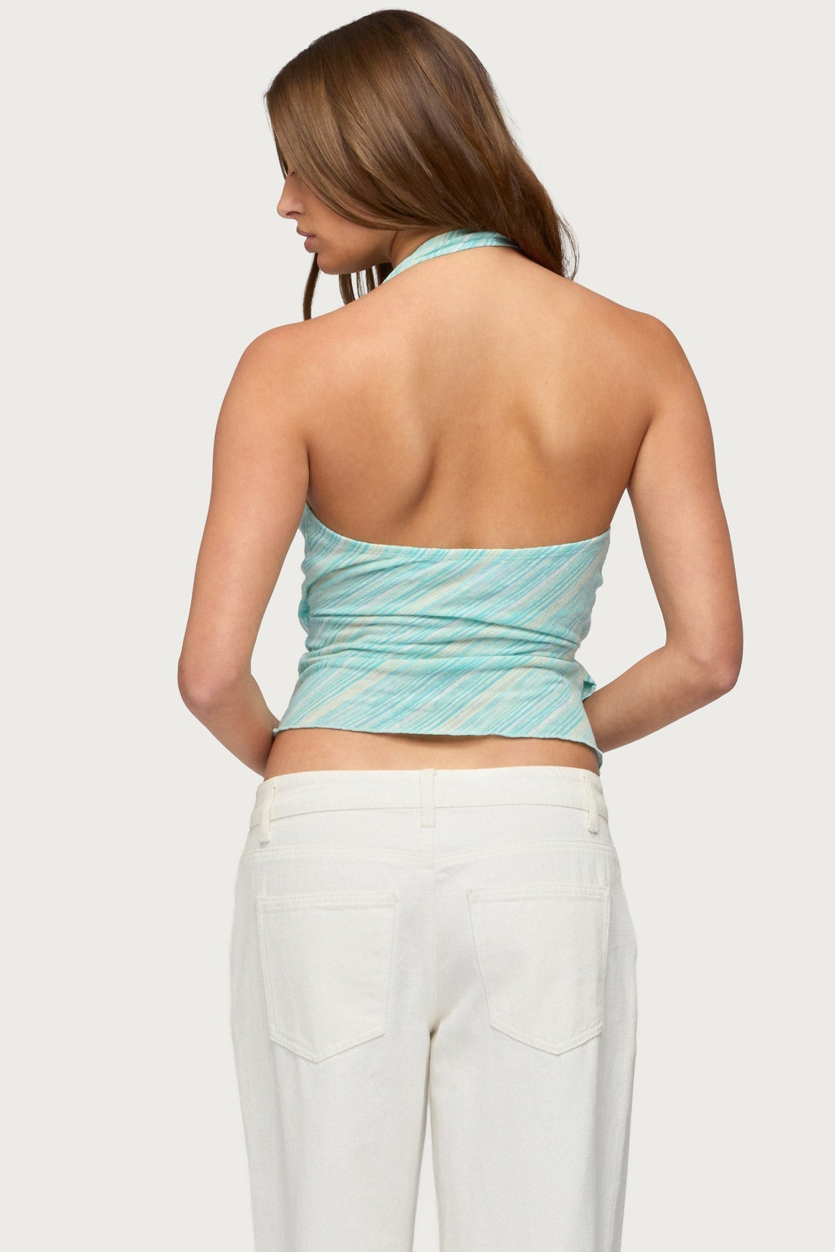 Aquarelle Striped Wrap Halter Top