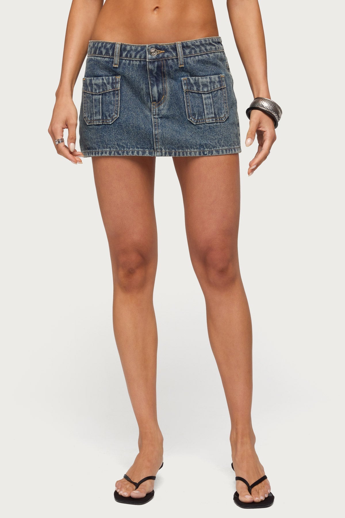 Ayala Washed Denim Micro Skort