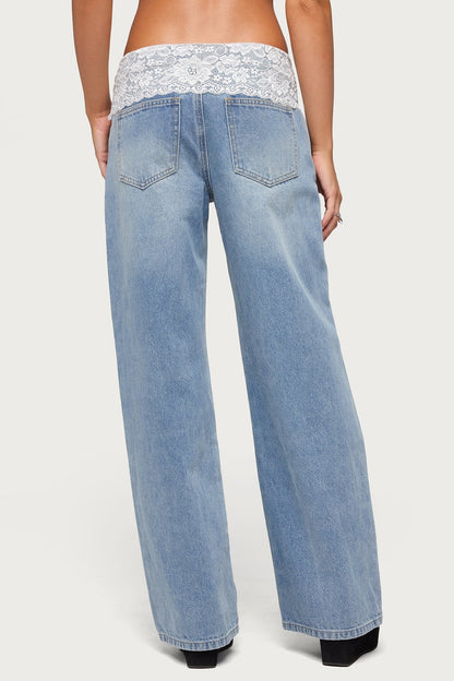 Lacey Foldover Low Rise Baggy Jeans