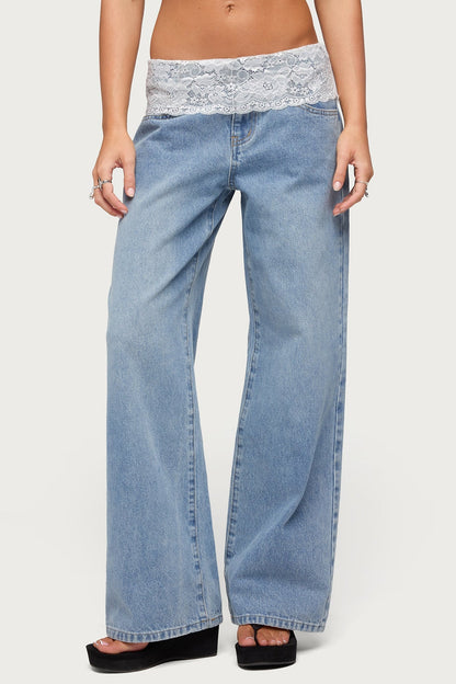 Lacey Foldover Low Rise Baggy Jeans