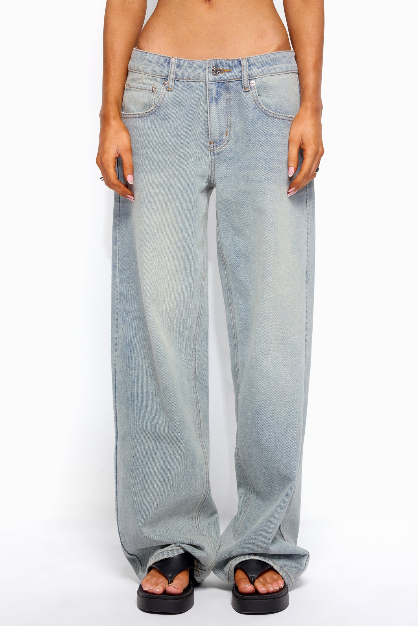 Quintie Mid Rise Straight Leg Jeans