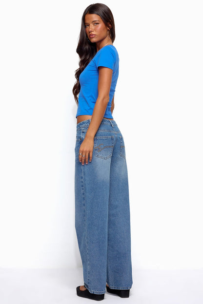 Breslin Low Rise Straight Leg Jeans