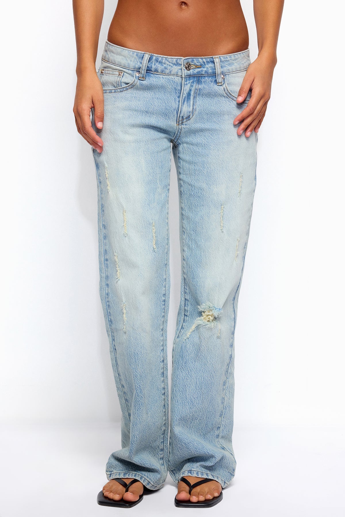 Lainie Distressed Low Rise Bootcut Jeans