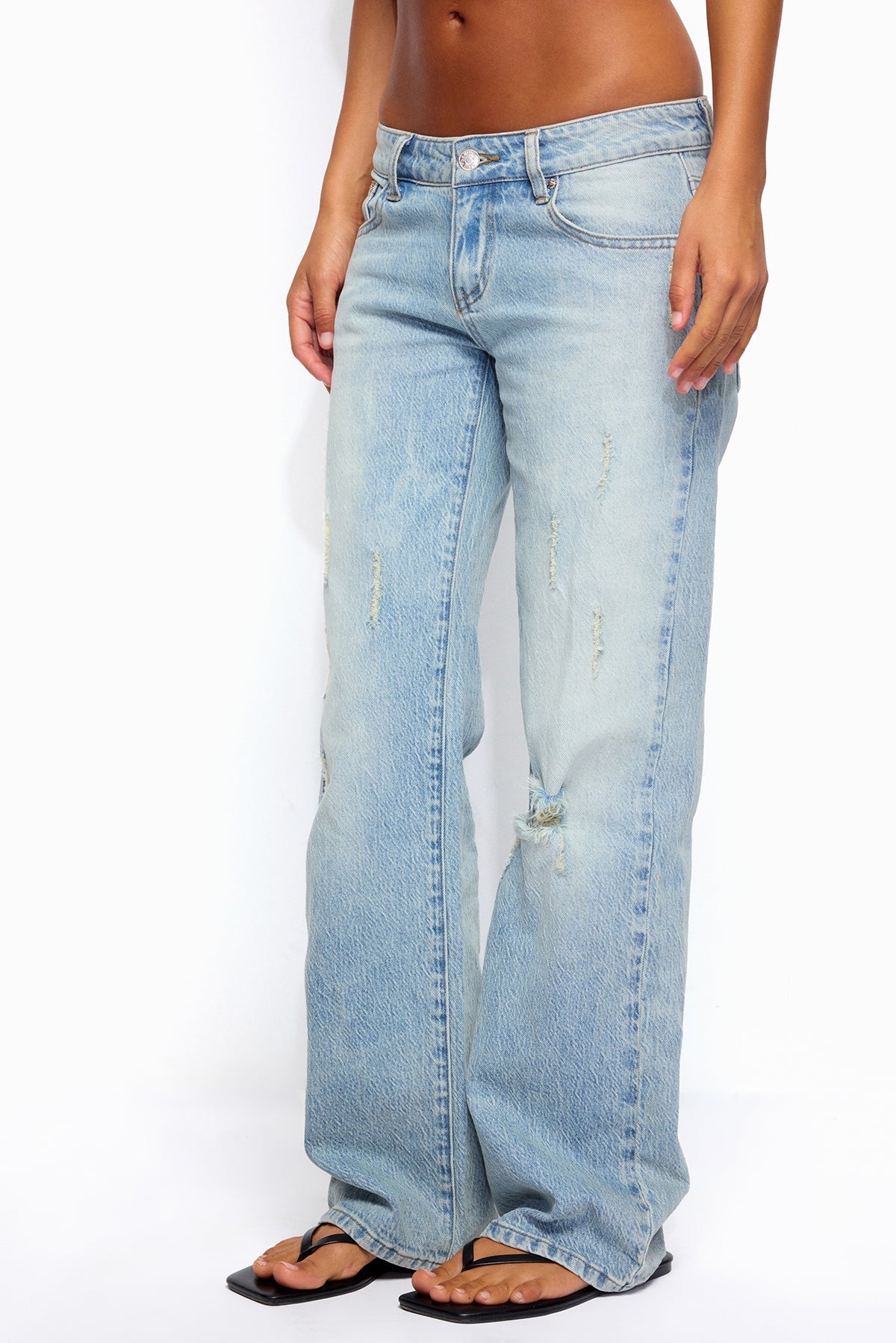 Lainie Distressed Low Rise Bootcut Jeans