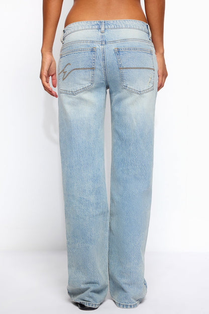 Lainie Distressed Low Rise Bootcut Jeans