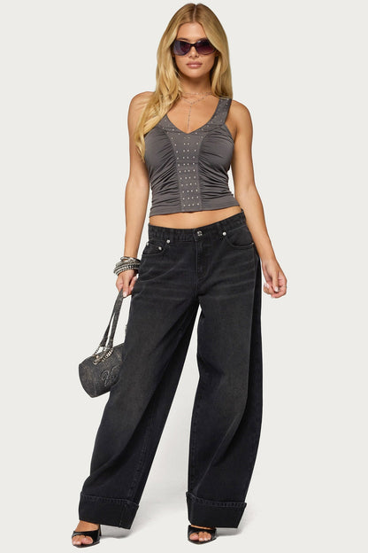 Whitt Studded Ruched Tank Top